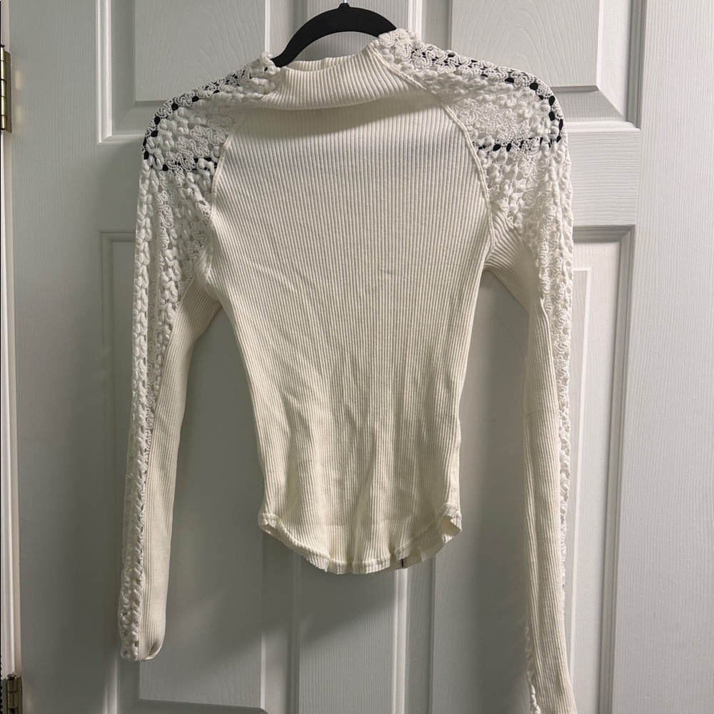 Free People Ivory, Textured Long Sleeve Top